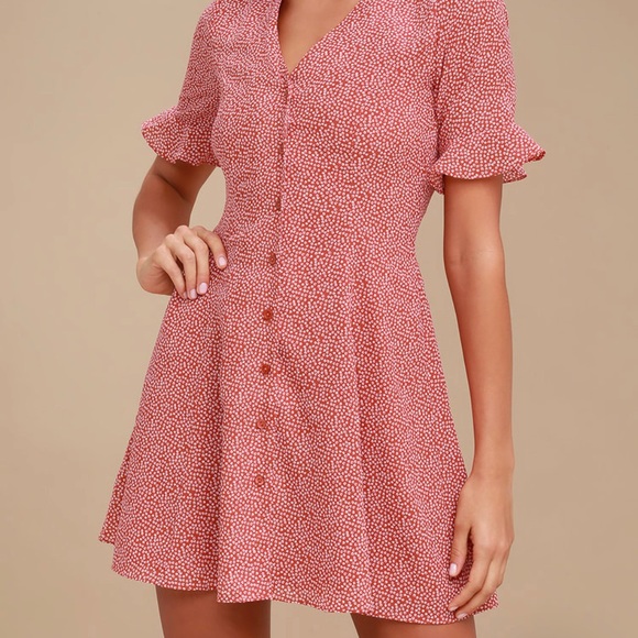 Lulus Dresses & Skirts - Red button up dress